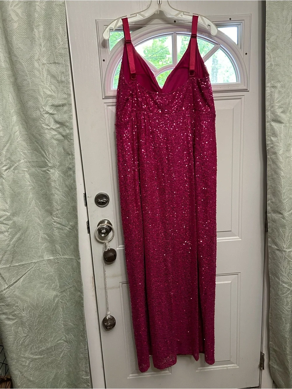 Amore Belle Fuchsia Sequin V-Neck Gown